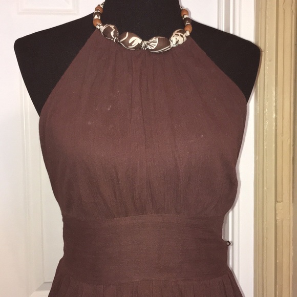 🍂🍁 Fall Robbie Bee Brown Halter Tiered Maxi Dress Sz 12 - Picture 3 of 8